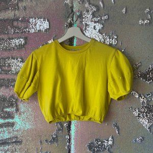 Zara Puff Sleeve Cropped Sweatshirt